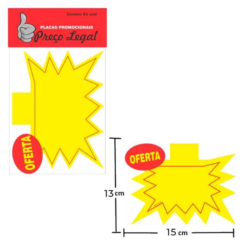 CARTAZ SPLASH OFERTA 13X15CM COM 5 UNIDADES PRECO LEGAL - REF. 8814 - 1 UNIDADE