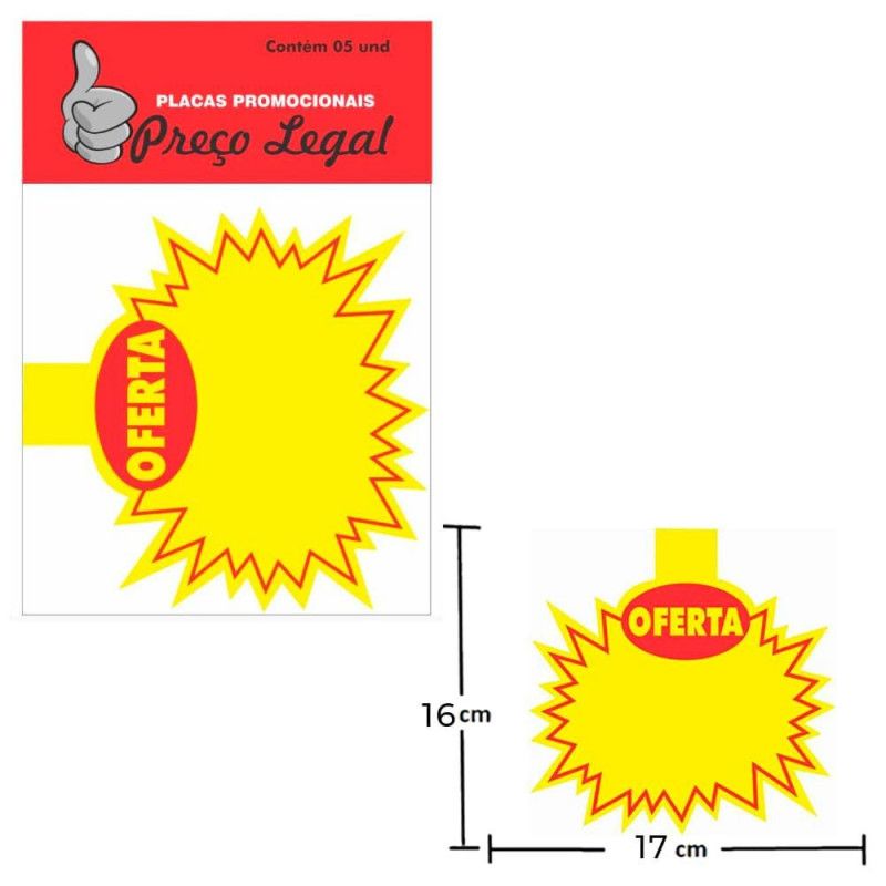 CARTAZ SPLASH OFERTA 16X17CM COM 5 UNIDADES PRECO LEGAL - REF. 8807 - 1 UNIDADE