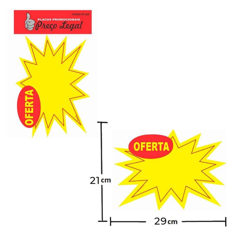 CARTAZ SPLASH OFERTA 21X29CM COM 3 UNIDADES PRECO LEGAL - REF. 8791 - 1 UNIDADE