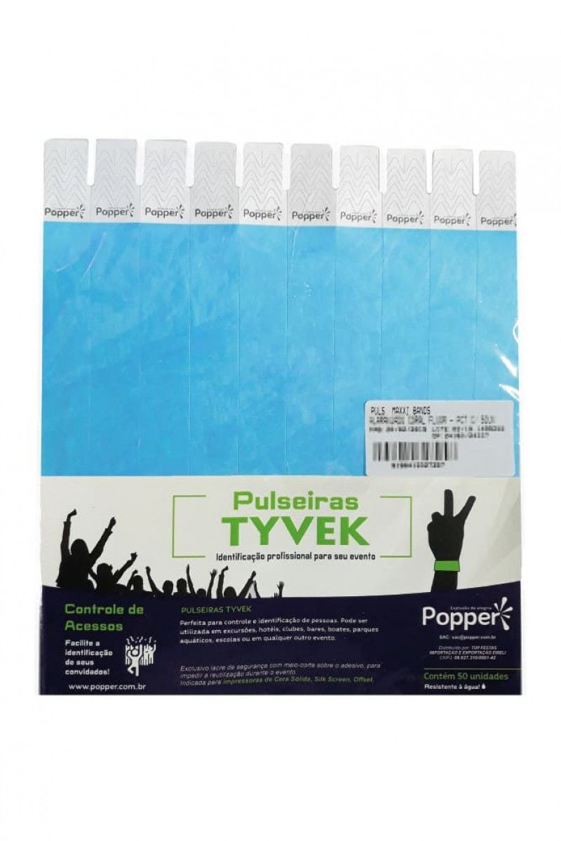 PULSEIRA DE IDENTTIFICACAO INKJET/LASER AZUL FLUOR COM 50 UNIDADES POPPER - REF. 2062-AZ FL - 1 PACOTE