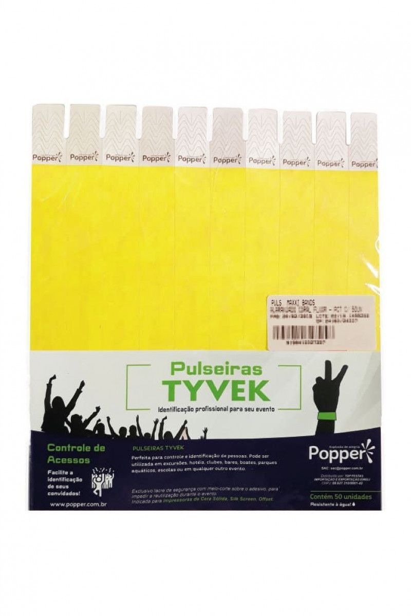PULSEIRA DE IDENTIFICACAO INKJET/LASER AMARELO FLUOR COM 50 UNIDADES POPPER - REF. 2061 AM-FL - 1 PACOTE