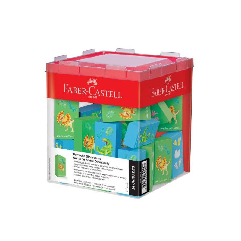 BORRACHA DINOSSAURO FABER-CASTELL - REF. 7024DINO - CAIXA COM 24 UNIDADES