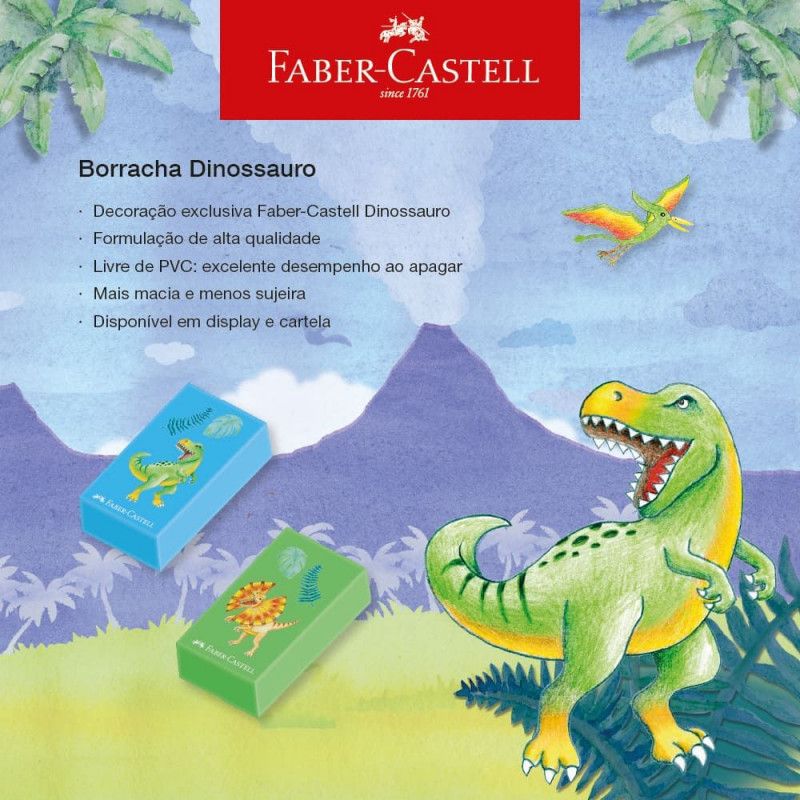 BORRACHA DINOSSAURO FABER-CASTELL - REF. 7024DINO - CAIXA COM 24 UNIDADES