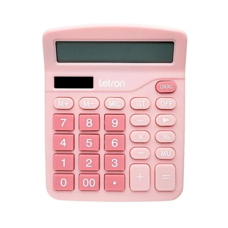 CALCULADORA 12 DIGITOS PILHA NEO SOLAR ROSA 14,8CM LETRON - REF. 99337 - 1 UNIDADE