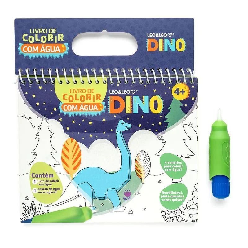 LIVRO DE COLORIR COM AGUA DINO LEO E LEO - RERF. 91827 - 1 UNIDADE