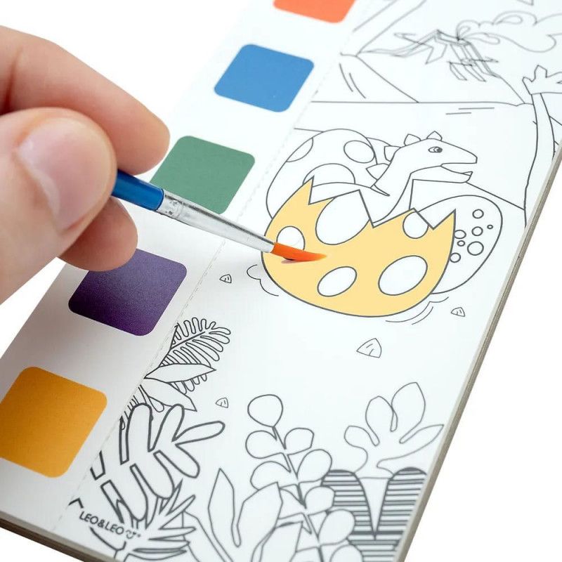 BLOCO DE COLORIR COM AQUARELA DINO LEO E LEO - REF. 91824 - 1 UNIDADE