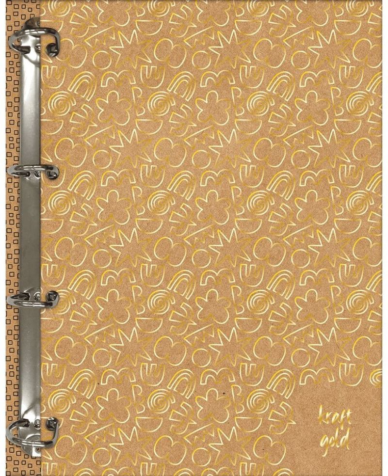 CADERNO ARGOLADO 160FL COLEGIAL KRAFT GOLD JANDAIA - REF. 77090 - 1 UNIDADE