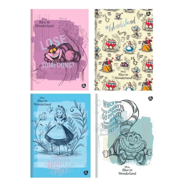 CADERNO BROCHURAO CAPA DURA 160 FOLHAS COLEGIAL ALICE ANIMATIVA - REF. 10831 - PACOTE COM 2 UNIDADES