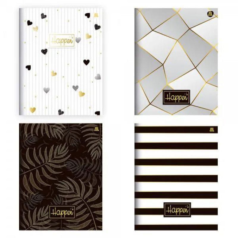 CADERNO BROCHURA 1/4 CAPA DURA 80 FOLHAS HAPPEN ANIMATIVA - REF. 10816 - PACOTE COM 4 UNIDADES