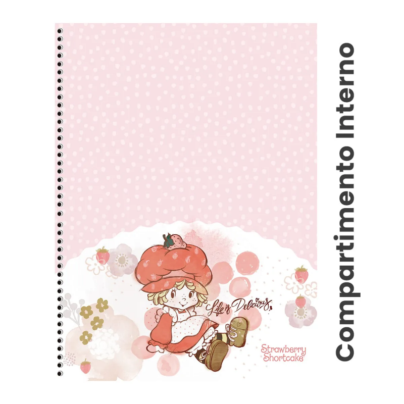 CADERNO 10 MATERIAS CAPA DURA 160 FOLHAS COLEGIAL MORANGUINHO ANIMATIVA - REF. 10808 - PACOTE COM 4 UNIDADES