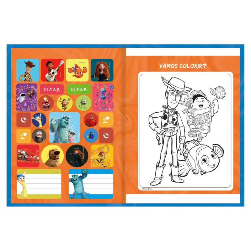 CADERNO BROCHURAO CAPA DURA 160 FOLHAS COLEGIAL PIXAR ANIMATIVA - REF. 10836 - PACOTE COM 2 UNIDADES
