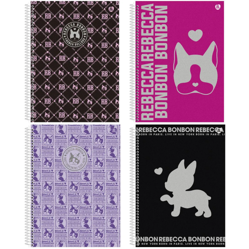 CADERNO 1 MATERIA CAPA DURA 80 FOLHAS REBECCA BONBON ANIMATIVA - REF. 10788 - PACOTE COM 4 UNIDADES
