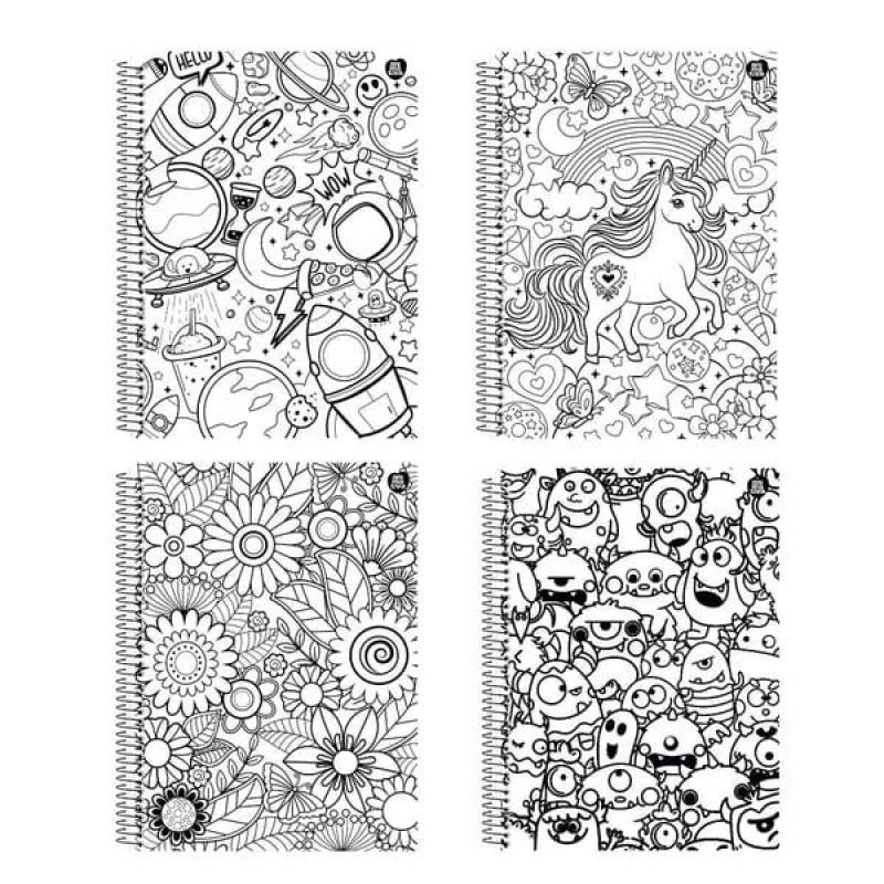 CADERNO 1 MATERIA CAPA DURA 80 FOLHAS COLOR QUEST ANIMATIVA - REF. 10849 - PACOTE COM 4 UNIDADES