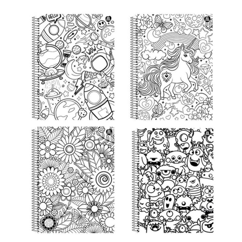 CADERNO 10 MATERIAS CAPA DURA 160 FOLHAS COLOR QUEST ANIMATIVA - REF. 10850 - PACOTE COM 4 UNIDADES