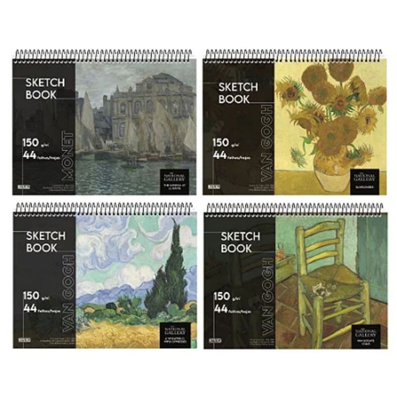 CADERNO DE CARTOGRAFIA 44 FOLHAS 150G SKETCH BOOK THE NATIONAL GALLERY ANIMATIVA - REF. 10558 - PACOTE COM 4 UNIDADES