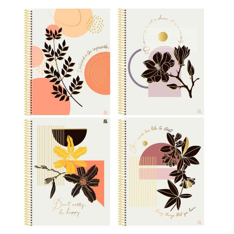 CADERNO 1 MATERIA CAPA DURA 80 FOLHAS MULHER ANIMATIVA - REF. 10181 - PACOTE COM 4 UNIDADES