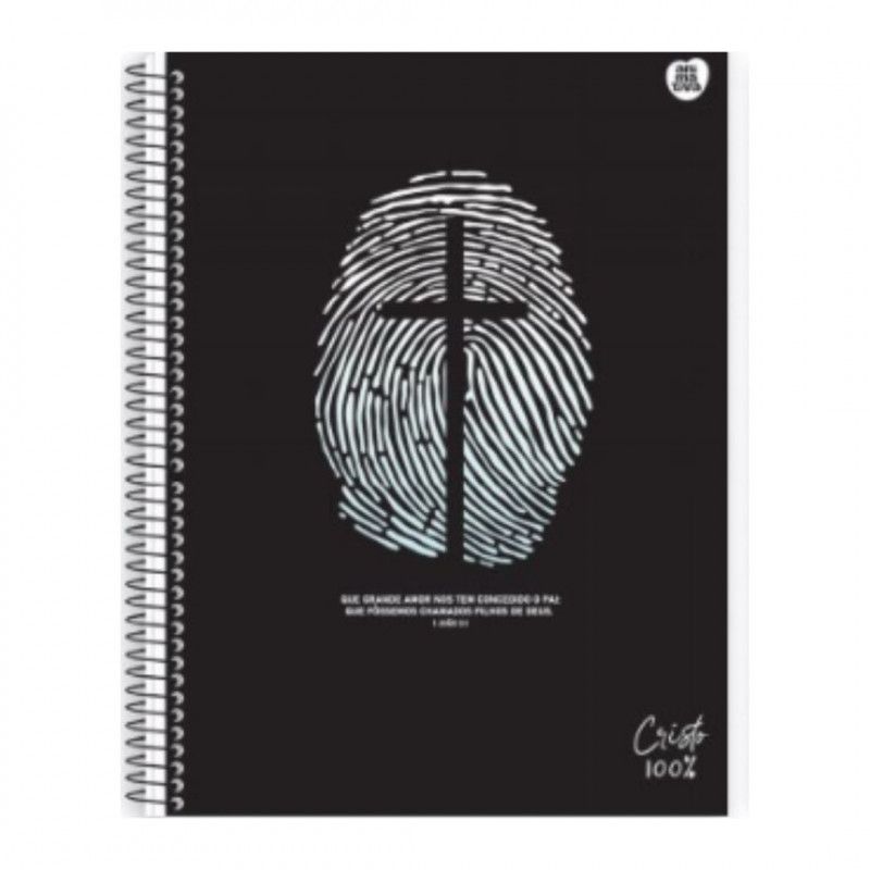 CADERNO 1 MATERIA CAPA DURA 80 FOLHAS CRISTO 100 ANIMATIVA - REF. 10170 - PACOTE COM 4 UNIDADES