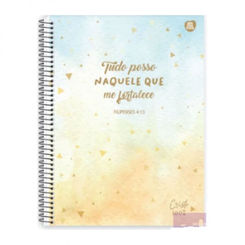 CADERNO 1 MATERIA CAPA DURA 80 FOLHAS CRISTO 100 ANIMATIVA - REF. 10170 - PACOTE COM 4 UNIDADES