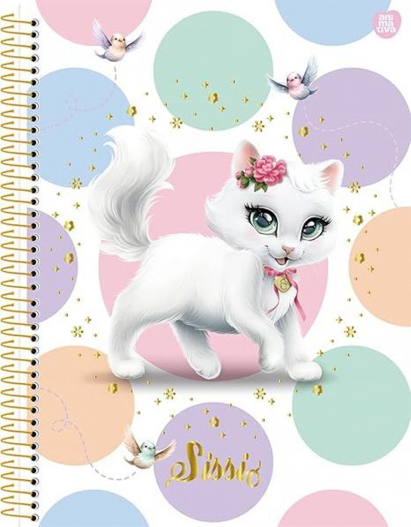 CADERNO 1 MATERIA CAPA DURA 80 FOLHAS SISSI ANIMATIVA - REF. 10191 - PACOTE COM 4 UNIDADES