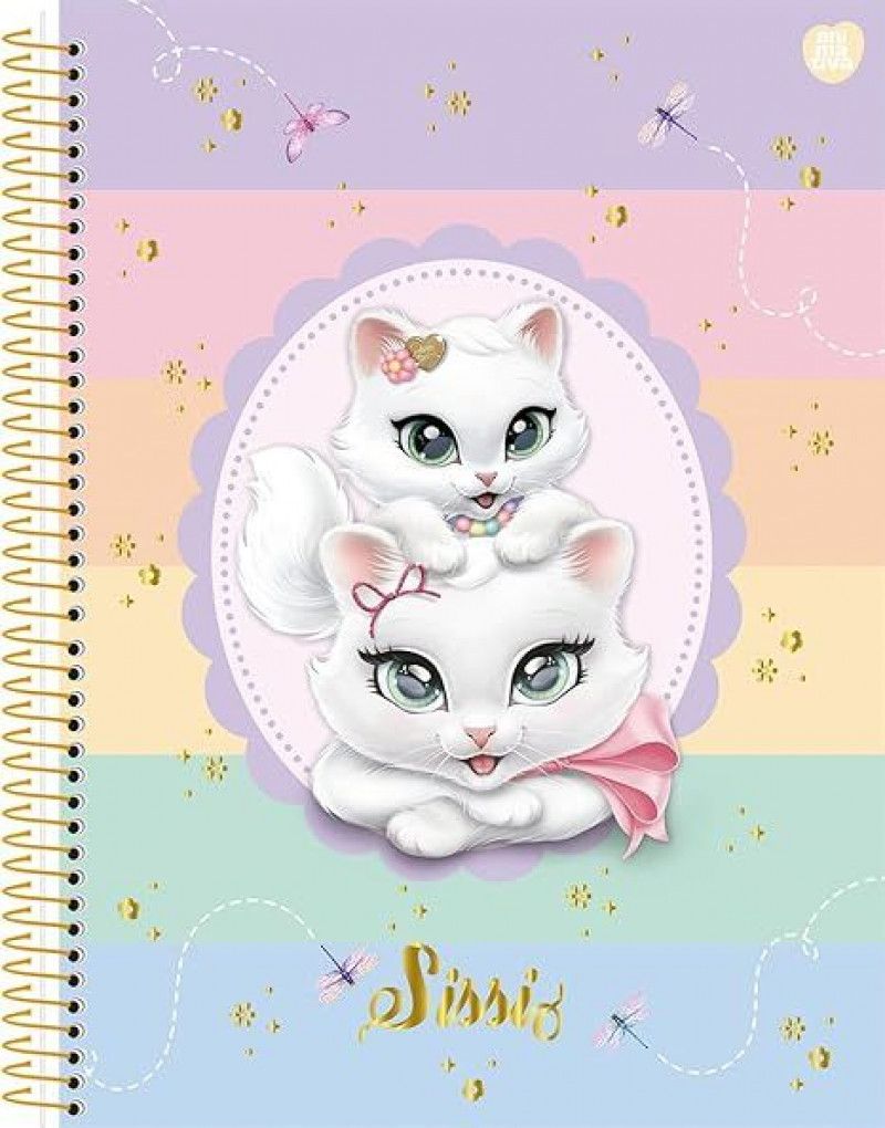 CADERNO 1 MATERIA CAPA DURA 80 FOLHAS SISSI ANIMATIVA - REF. 10191 - PACOTE COM 4 UNIDADES