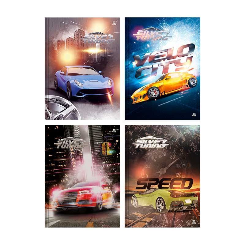 CADERNO BROCHURA 1/4 CAPA DURA 48 FOLHAS SILVER TUNING ANIMATIVA - REF. 10477 - PACOTE COM 10 UNIDADES