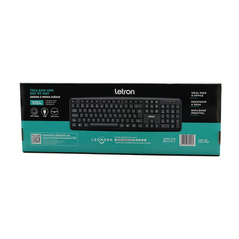 TECLADO BASICO USB PRETO DAY BY DAY 74327 LETRON - REF. 74327 - 1 UNIDADE