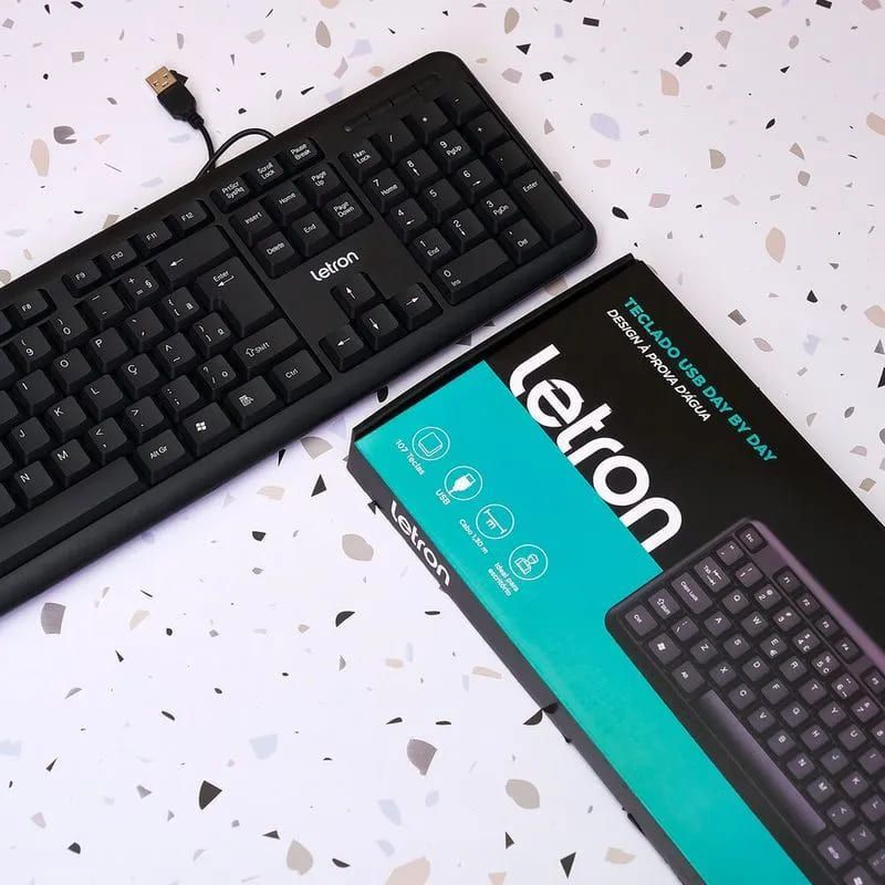 TECLADO BASICO USB PRETO DAY BY DAY 74327 LETRON - REF. 74327 - 1 UNIDADE
