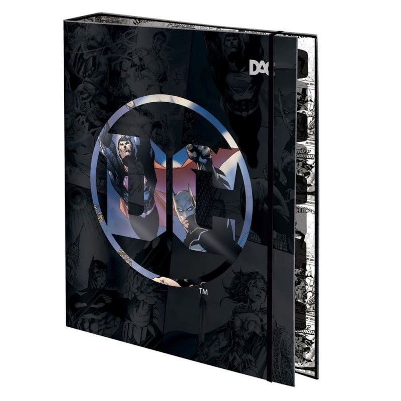 FICHARIO UNIVERSITARIO 4 ARGOLAS 48 FOLHAS DC COMICS COM ELASTICO DAC - REF. 5003 - 1 UNIDADE