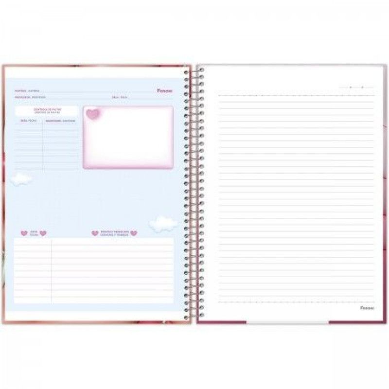 CADERNO 10 MATERIAS CAPA DURA 160 FOLHAS NICECREAM FORONI - REF. 6935 - PACOTE COM 4 UNIDADES