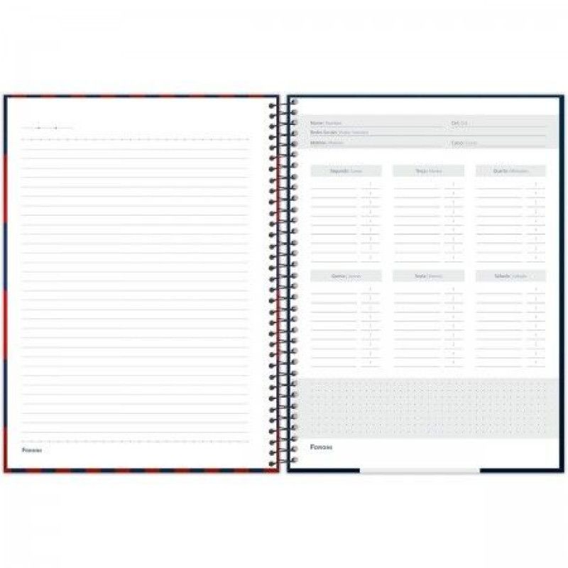 CADERNO 15 MATERIA CAPA DURA 240 FOLHAS PSG FORONI - REF. 7097 - PACOTE COM 2 UNIDADES
