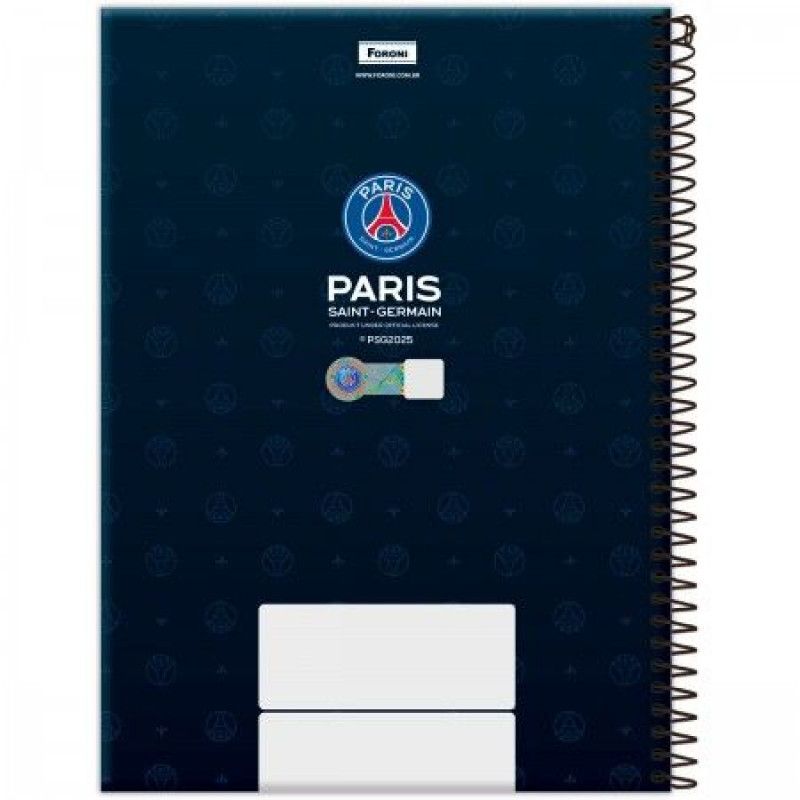 CADERNO 15 MATERIA CAPA DURA 240 FOLHAS PSG FORONI - REF. 7097 - PACOTE COM 2 UNIDADES