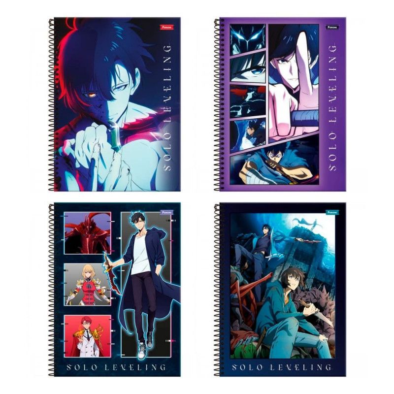 CADERNO 10 MATERIAS CAPA DURA 160 FOLHAS SOLO LEVELING FORONI - REF. 9188 - PACOTE COM 4 UNIDADES