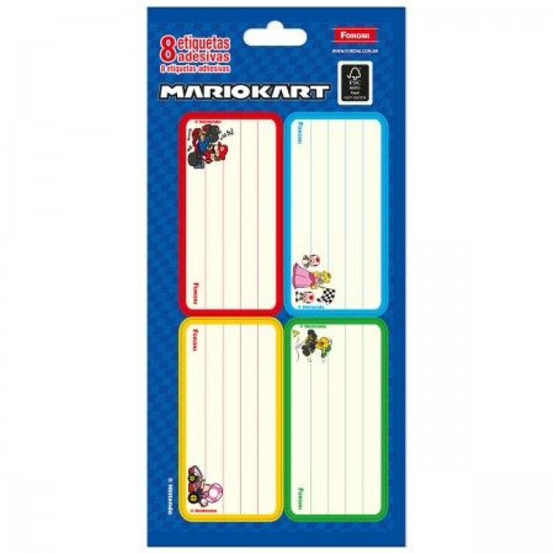 ETIQUETA ESCOLAR SUPER MARIO COM 8 ETIQUETAS FORONI - REF. 9274 - PACOTE COM 10 UNIDADES