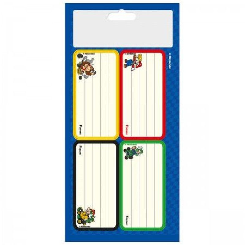 ETIQUETA ESCOLAR SUPER MARIO COM 8 ETIQUETAS FORONI - REF. 9274 - PACOTE COM 10 UNIDADES