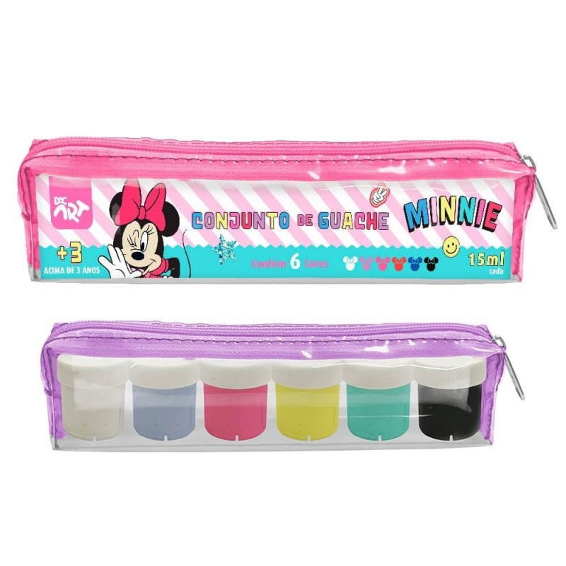 ESTOJO COM GUACHE 15ML 6 CORES MINNIE DAC - REF. 4886 - PACOTE COM 4 UNIDADES