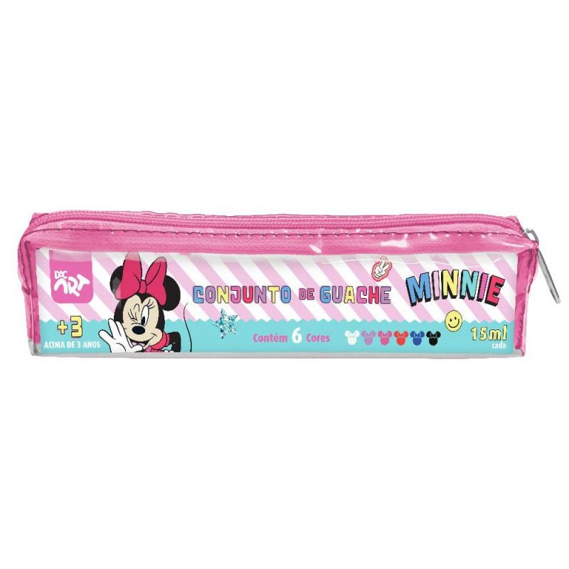 ESTOJO COM GUACHE 15ML 6 CORES MINNIE DAC - REF. 4886 - PACOTE COM 4 UNIDADES