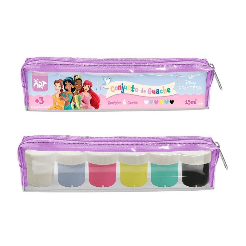 ESTOJO GUACHE 15ML 6 CORES PRINCESAS DAC - REF. 4990 - PACOTE COM 4 UNIDADES