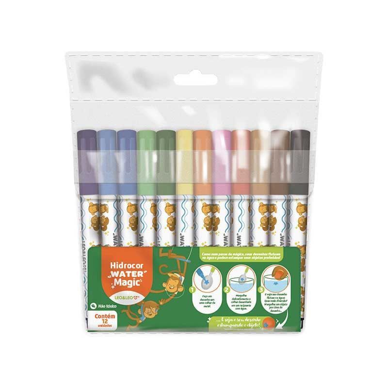 CANETA HIDROGRAFICA 12 CORES WATER MAGIC LEO E LEO - REF. 10273 - 1 UNIDADE