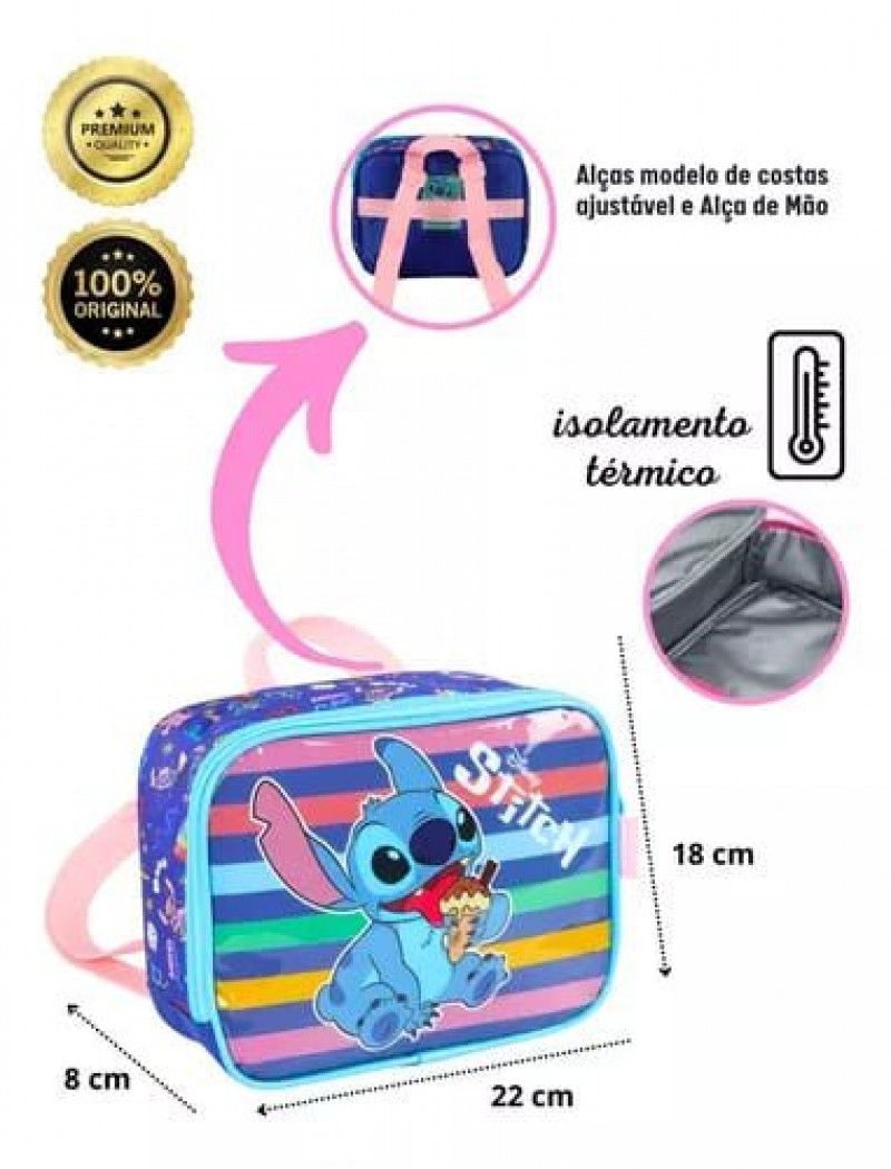 LANCHEIRA DE COSTAS STITCH AZUL LUXCEL - REF. LA41533SC-AZ - 1 UNIDADE