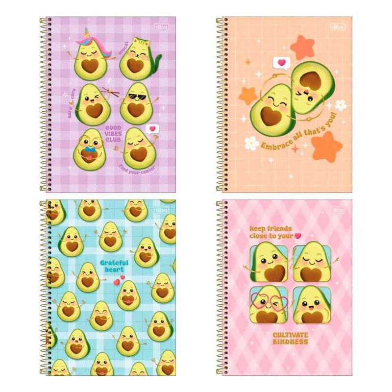 CADERNO 10 MATERIAS CAPA DURA 160 FOLHAS ABACUTE TILIBRA - REF. 356263 - PACOTE COM 4 UNIDADES
