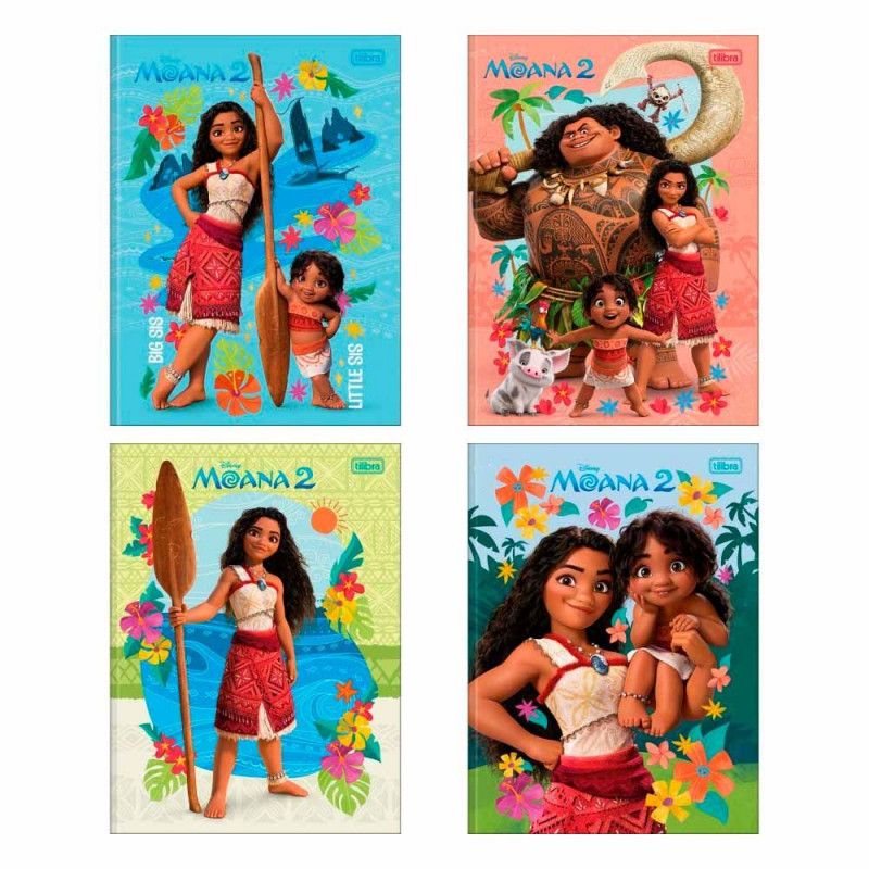 CADERNO BROCHURAO CAPA DURA 80 FOLHAS MOANA TILIBRA - REF. 357731 - PACOTE COM 5 UNIDADES