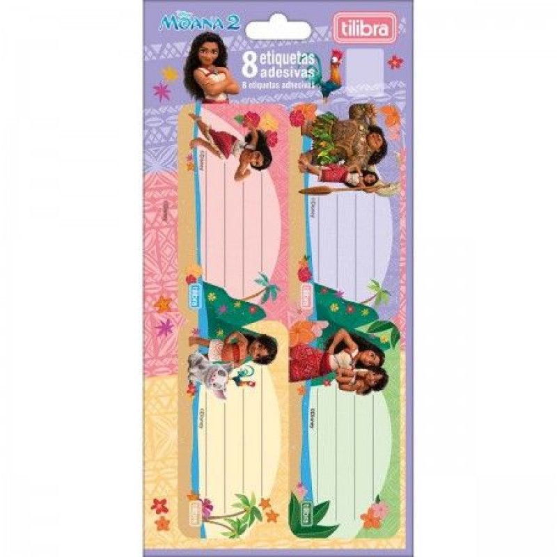 ETIQUETA ESCOLAR MOANA COM 8 PECAS TILIBRA  - REF. 357758 - PACOTE COM 10 UNIDADES