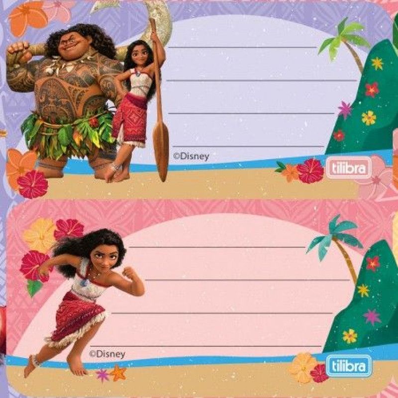 ETIQUETA ESCOLAR MOANA COM 8 PECAS TILIBRA  - REF. 357758 - PACOTE COM 10 UNIDADES