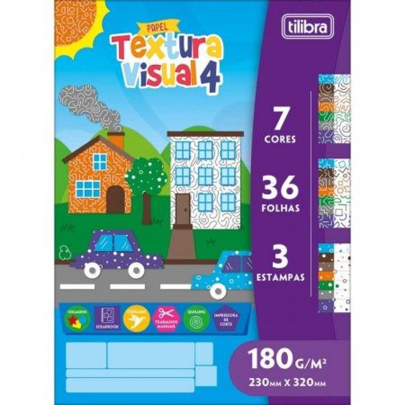 BLOCO TEXTURA VISUAL 4 180G 7 COR 36 FOLHAS TILIBRA - REF. 356158 - PACOTE COM 4 UNIDADES