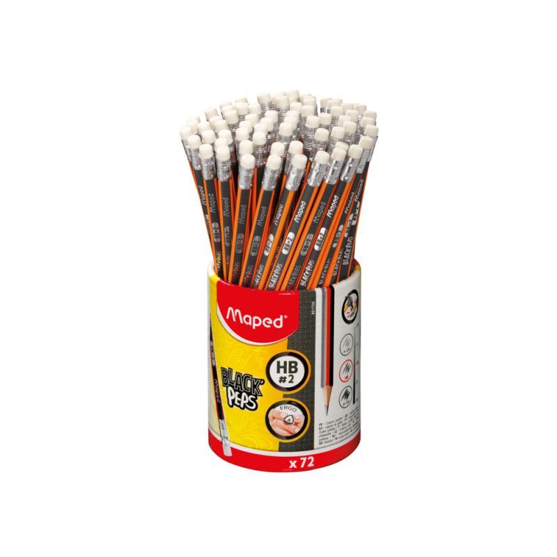 LAPIS PRETO HB TRIANGULAR COM BORRACHA BLACKPEPS - REF. 851759ZV - PACOTE COM 72 UNIDADES