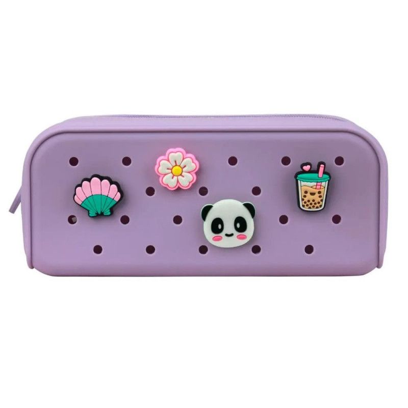 ESTOJO DE SILICONE COM 4 PINGENTES LILAS PASTEL POLIBRAS - REF. 196323 - 1 UNIDADE