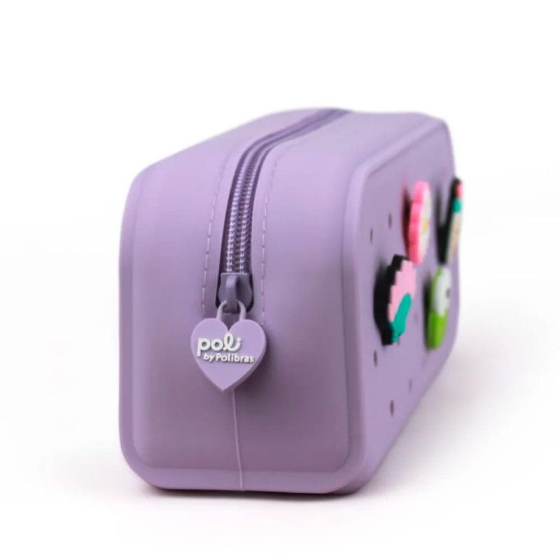 ESTOJO DE SILICONE COM 4 PINGENTES LILAS PASTEL POLIBRAS - REF. 196323 - 1 UNIDADE