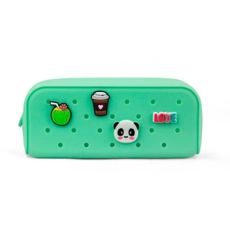 ESTOJO SILICONE COM 4 PINGENTES VERDE PASTEL POLIBRAS - REF. 196320 - 1 UNIDADE