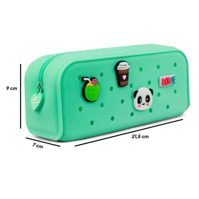 ESTOJO SILICONE COM 4 PINGENTES VERDE PASTEL POLIBRAS - REF. 196320 - 1 UNIDADE