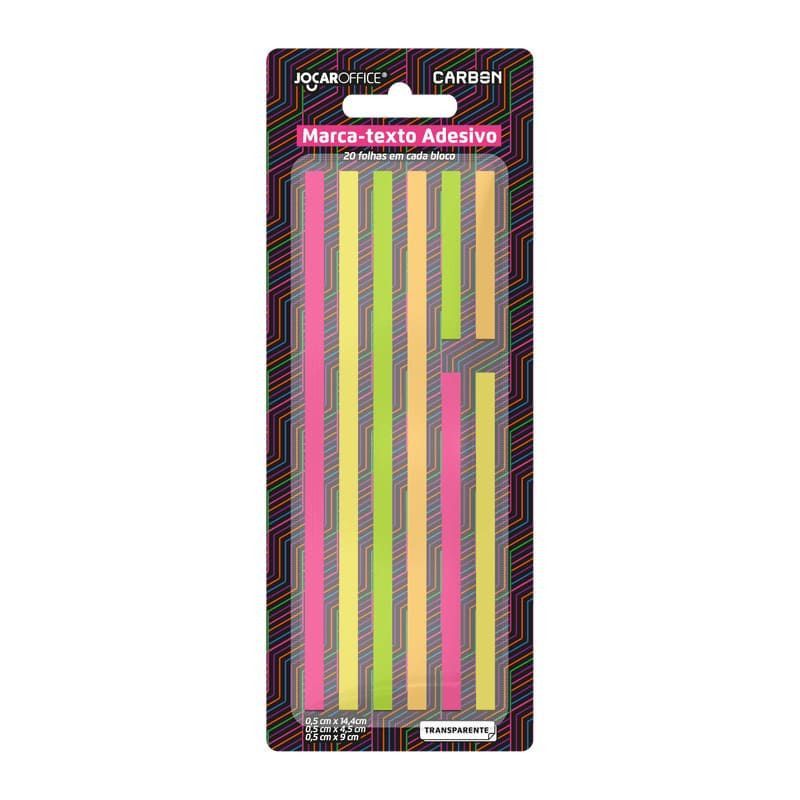 MARCA TEXTO TIRINHA 4 CORES NEON 160 FOLHAS JOCAR OFFICE - REF. 10122 - 1 UNIDADE